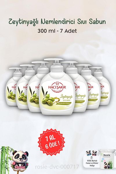 Hacı Şakir Hacı Şakir Olive Oil Moisturizing Liquid Soap - BUY 7 PAY 6 300 ml and ROSIE