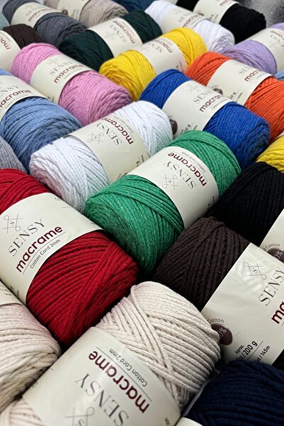 SENSY Premium Koton Pamuk Makrome İpi 2mm Cotton Zincir Makrome Çanta İpi Supla İpi Koton İp Kırmızı
