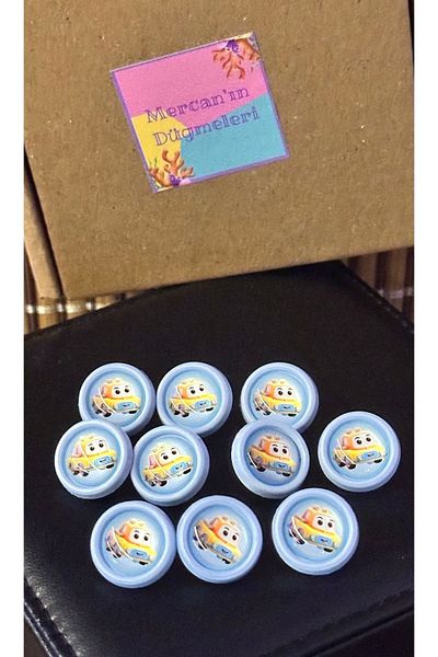 ODDA TASARIM ATÖLYESİ Truck pattern blue color baby button