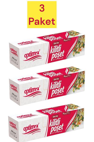 OPTİMEX Ziplock Refrigerator Bag Medium Size 10 x 3 Pack Economic Advantage Package