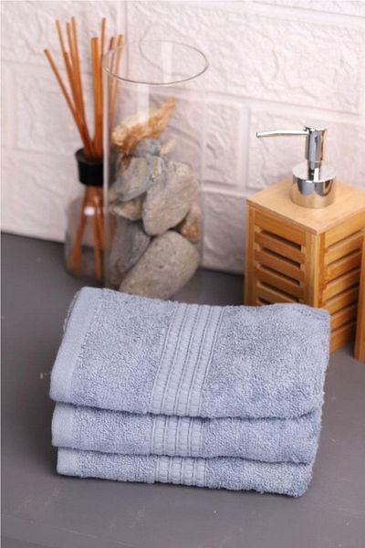 Atbyhome Bambum Cindy - Πετσέτες χεριών 3 τεμαχίων μπαμπού μπλε 30x50cm
