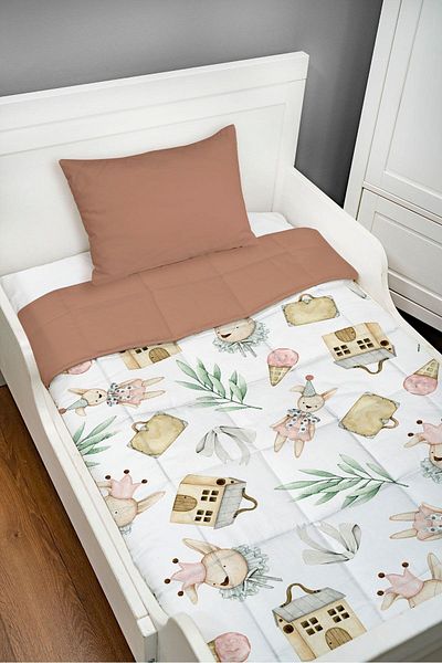 Tuğba Kuğu Montessori Quilt Set (95X195 CM) - Iconic Series - Antique Clown Teddy Bear