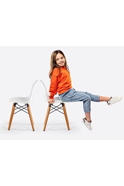 Seduna Eames Child Sandalye 2 Adet | Natural Ahşap Ayaklı