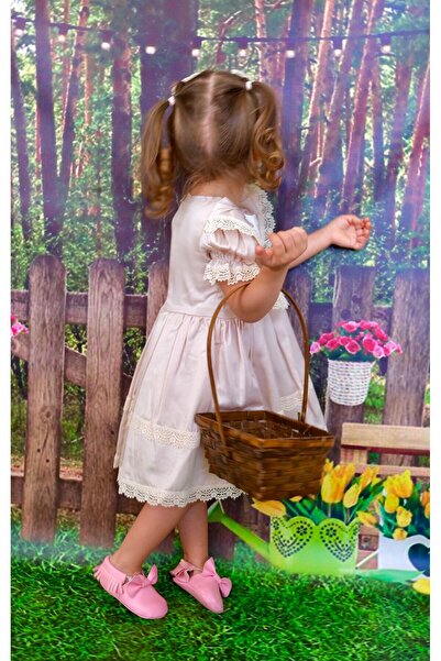 minikiti Vintage Design Baby Girl Dress - Cotton, Scalloped and Lined, Birthday Holiday