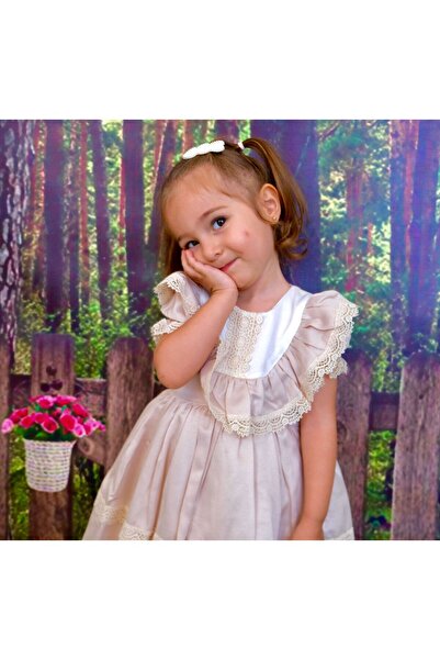 minikiti Vintage Design Baby Girl Dress - Cotton, Scalloped and Lined, Birthday Holiday