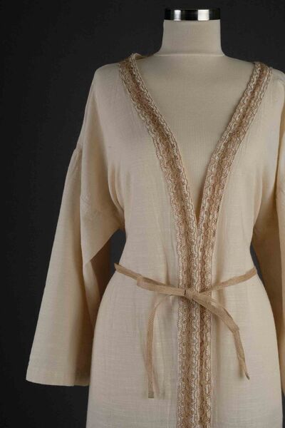 Dosimira Κιμονό με μακρυμάνικο γιακά από ψάθι