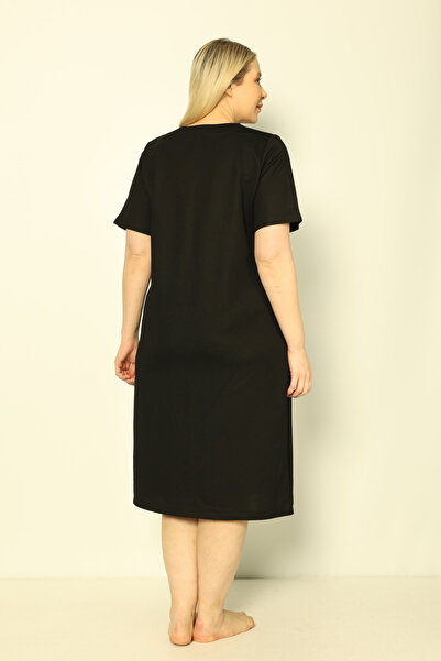 İntensive Γυναικείο φόρεμα μεγάλου μεγέθους - κοντομάνικο, δερμάτινη λεπτομέρεια, τσέπες