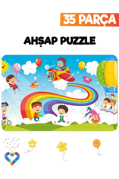 esatoys Ahşap Çocuk Puzzle 35 Parça