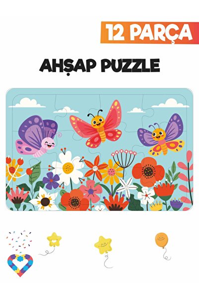 esatoys Ahşap Çocuk Puzzle 12 Parça