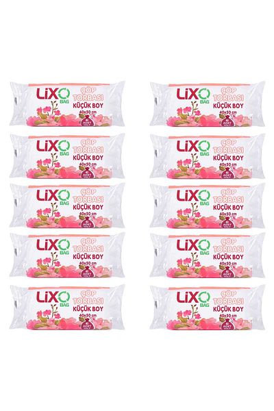 LİXOBAG كيس قمامة شفاف صغير الحجم - 40 × 50 سم، 40 لفة، 10 عبوات