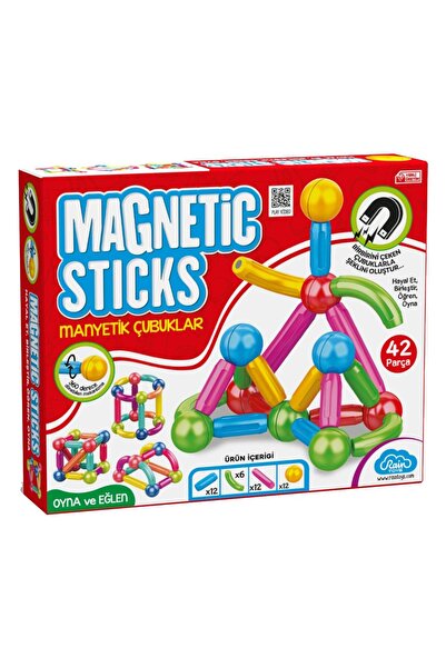 raintoys Manyetik Çubuklar Zeka Geliştirici Eğitici Oyuncak 42 Parça