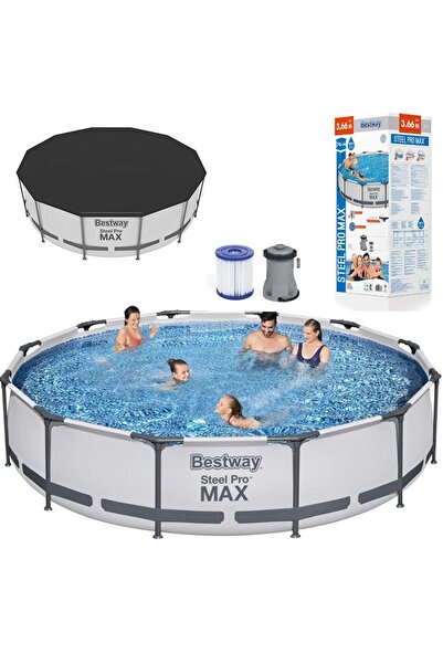 BESTWAY 56416 Steel Pro MAX Frame Prefabrik Aile Havuzu 366x76CM Örtü + Filtr...