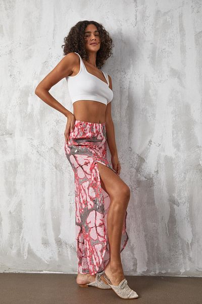 minaaise Red Mango Fabric Patterned Beach Pareo Pants 27165