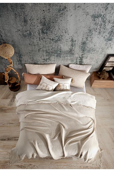 destinyhometex Κάλυμμα κρεβατιού King Size Multi Muslin - 240x260cm/50x70cm, 4 στρώσεις, 100% βαμβάκι