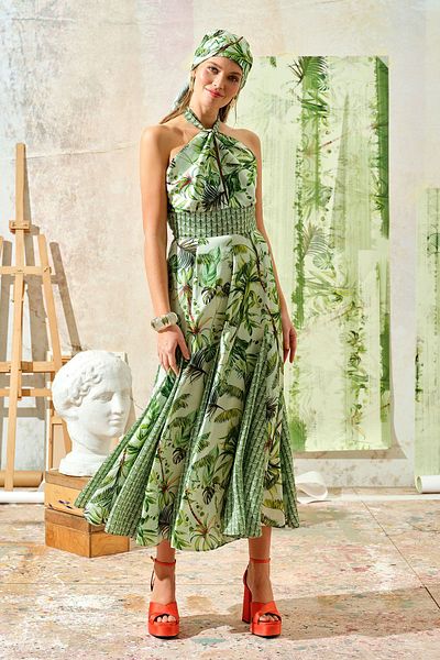 UPGRADE Rochie verde cu palmier