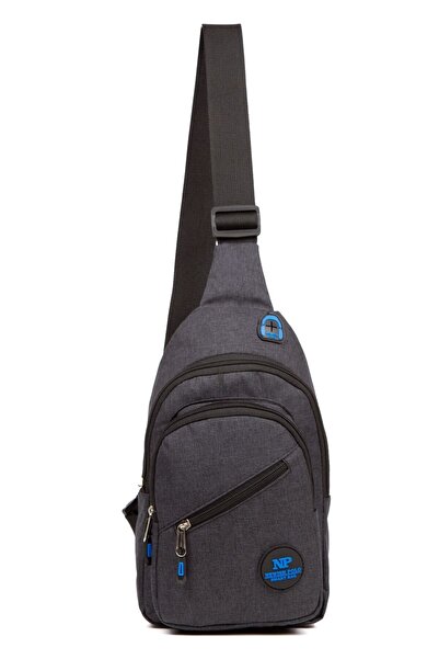 NEWISH POLO ACCESSORIES Unisex Siyah Keten Kulaklık Çıkışlı Çapraz Askılı Bel...