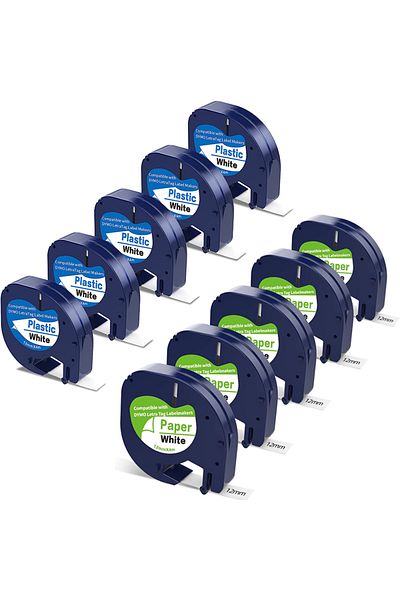 Choice Dymo LetraTag Refill 5PK/10PK - 91200 91201 91331 Μοντέλο, 12mm Λευκή Πλαστική Ταινία Ετικέτας, LT-100H