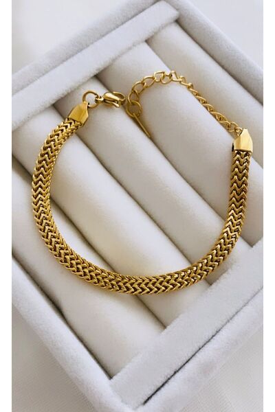 VNS Accessories Steel Unisex Model Straw Look Bracelet