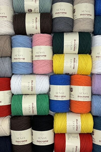 SENSY Premium Koton Pamuk Makrome İpi 2mm Cotton Zincir Makrome Çanta İpi Supla İpi Koton İp Açık Gri