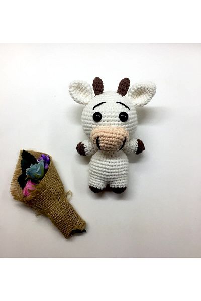 TülaysHandCraft Amigurumi Cute Tiny Cow Healthy Toy Hand Knitted
