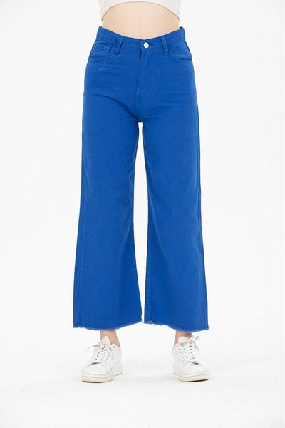 DENİKK PANTALONI LAȚI CU CURICUȚI CU TALIE ÎNALTĂ