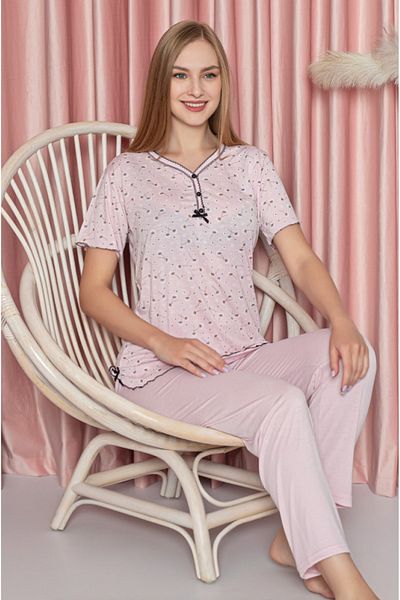 LİLA İÇ GİYİM Viscose Short Sleeve Pajama Set