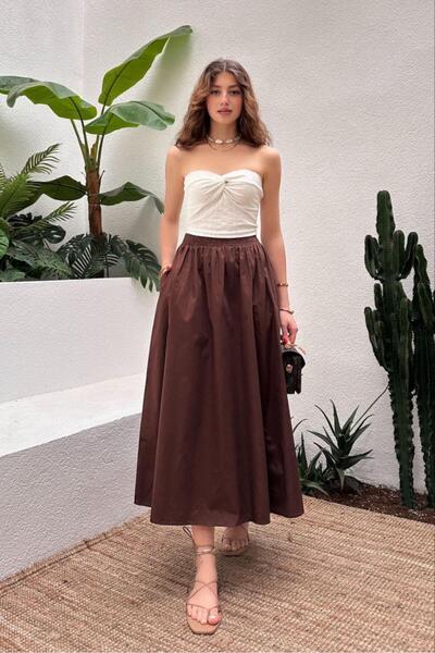 Askı Nişantaşı Women's Flared Skirt - Elastic Waist