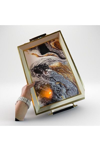 elif aksesuar Wooden Rectangular Tray - With Handle