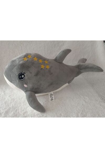 MY toys Uyku Arkadaşım Yumuşak Büyük Boy Peluş Yunus Balığı Gri (50 Cm.)