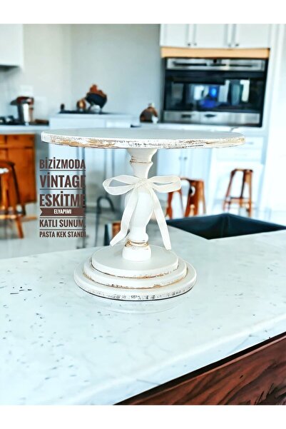 bizizmoda Handmade Pasta Standı Ahşap Ayaklı Katlı Sunum Servis Standı Eskitme Kek Standı
