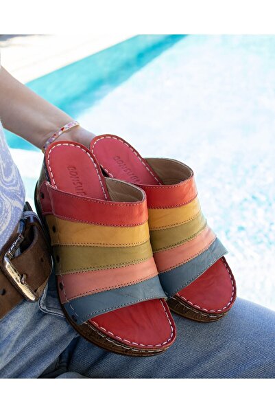 CONSUELO Orthopedic Wedge Heeled Leather Slippers 11472