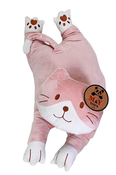 MY toys Uyku Arkadaşım Yumuşak Yatan Peluş Kedi Yastık 70 Cm. (PEMBE)