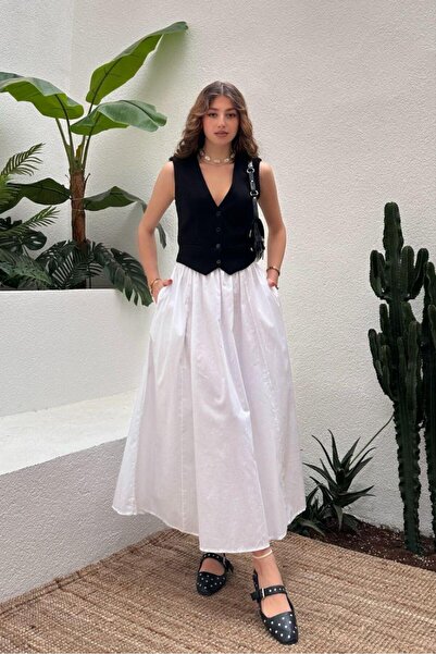 Askı Nişantaşı Women's Flared Skirt - Elastic Waist