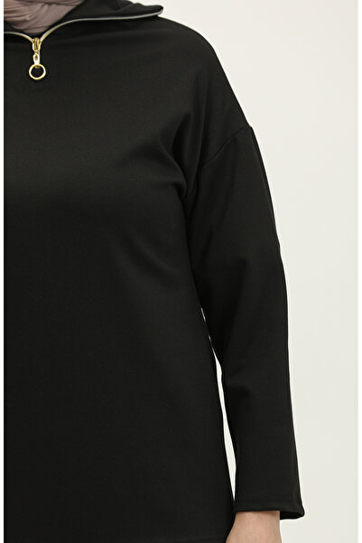 sefamerve Μαύρη φόρμα με φερμουάρ - 2146A-01