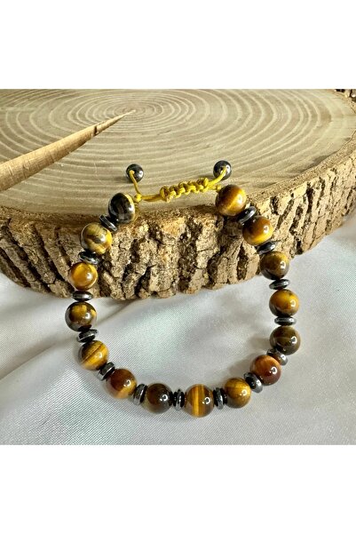 Elifsu Jewelry عين النمر الحجر الطبيعي سوار برباط قابل للتعديل