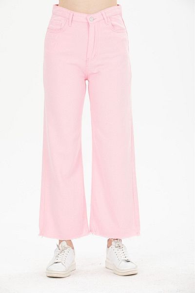 DENİKK BASICS TABARDINE FABRIC HIGH WAIST TASSELED WIDE LEG PALAZZO PANTS