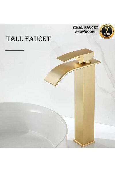 OEM Matte Gold Waterfall Model Bathroom Sink Faucet - Imported