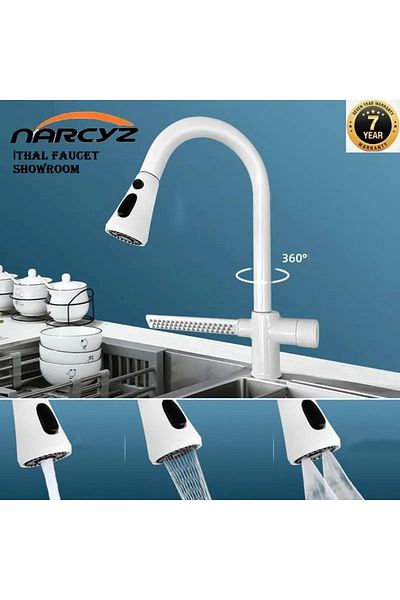 OEM New Design Matte White Kitchen Sink Faucet with Fountain Function