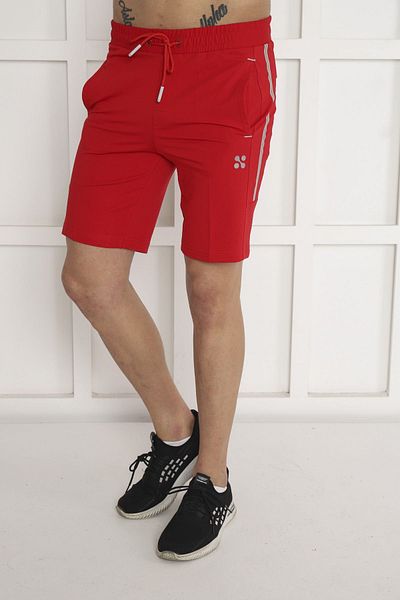 NEED LİFE Red Men's Shorts - Regular Fit, Elastic Waist, Back Pocket, Print Detail