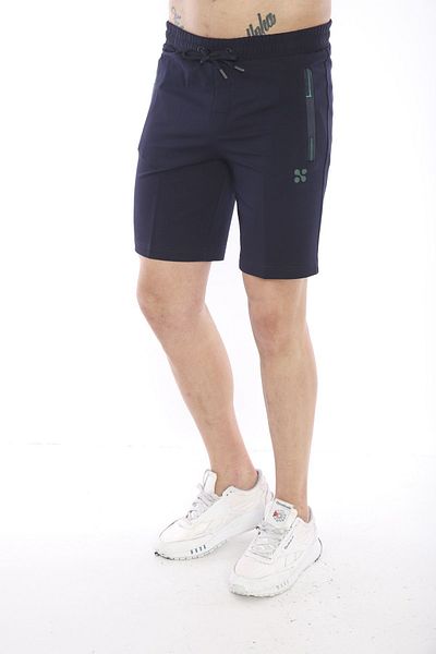 NEED LİFE Navy Blue Men's Shorts - Cotton Pockets, Zippered Waist, Green Print Detail