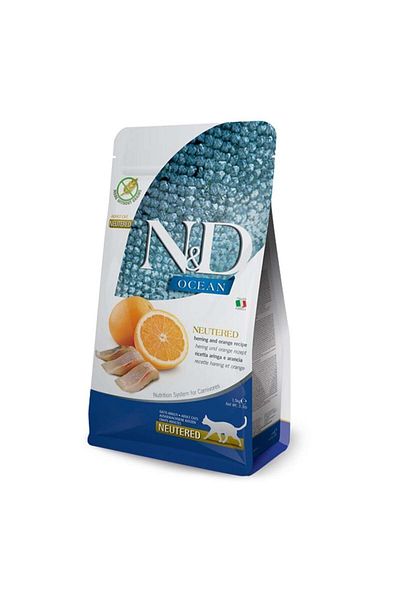 N&D Nd Ocean Ringa Balıklı Portakallı Kısırlaştırılmış Kedi Maması 1,5 Kg