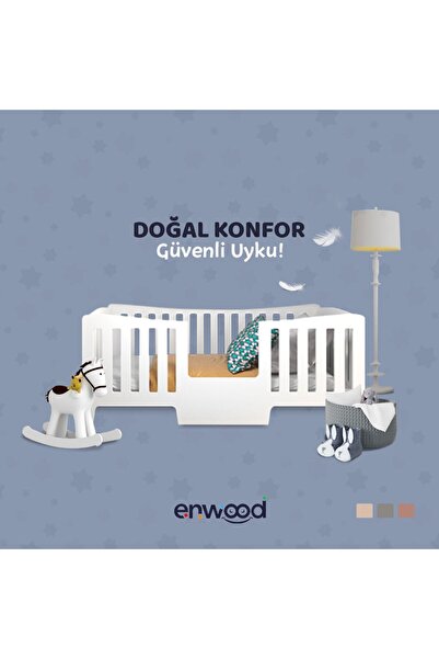 enwood SİRİUS MODÜLER & MONTESSORİ MDF BEYAZ SU BAZLI BOYALI ÇOCUK KARYOLA 77...