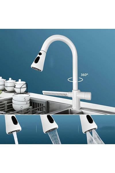 OEM New Design Matte White Kitchen Sink Faucet with Fountain Function
