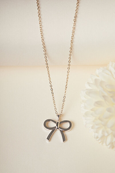 Elika Silver Women's Bow Model Necklace