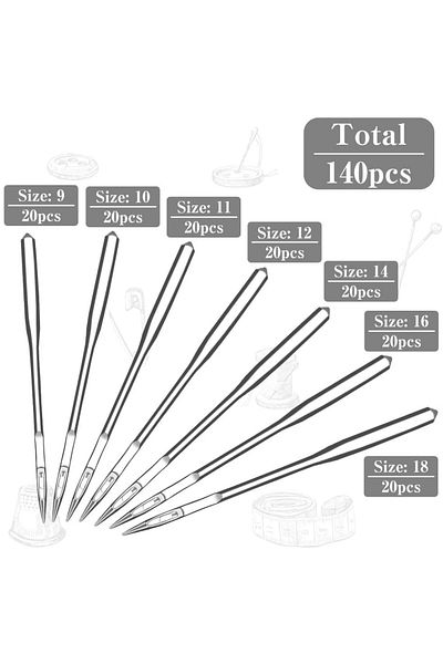 Choice IMZAY 140pcs Count Sewing Machine Needles For Singer Varmax Sizes 7 Different Sizes Sewing Machin...
