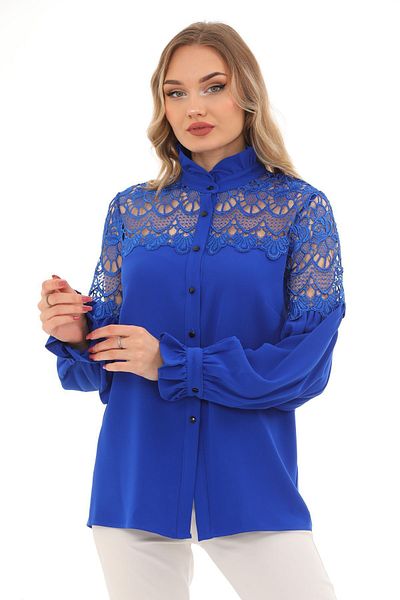 Loom Boutique Cămașă din crepon cu garnitură din dantelă de mărime mare G0005