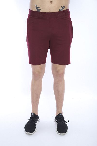 NEED LİFE Claret Red Men's Shorts - Cotton, Zippered Pockets and Elastic Waist