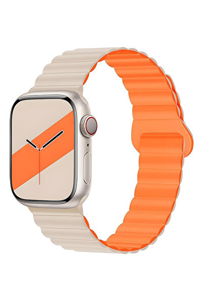 mimtec Apple Watch 4 5 6 7 8 9 10 38 40 41mm متوافق مع حزام سيليكون مغناطيسي لامع