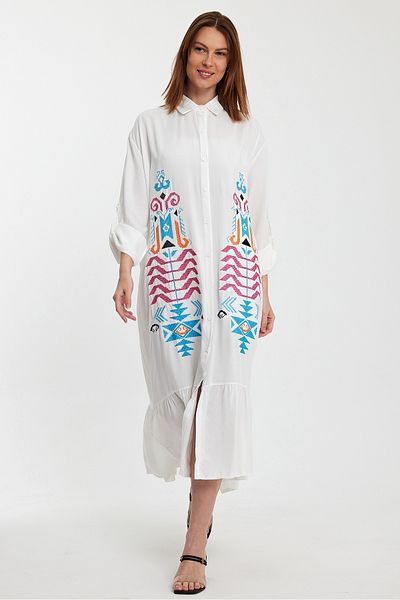 Denismoda COPIE - Rochie cămașă de damă autentică cu detaliu broderie