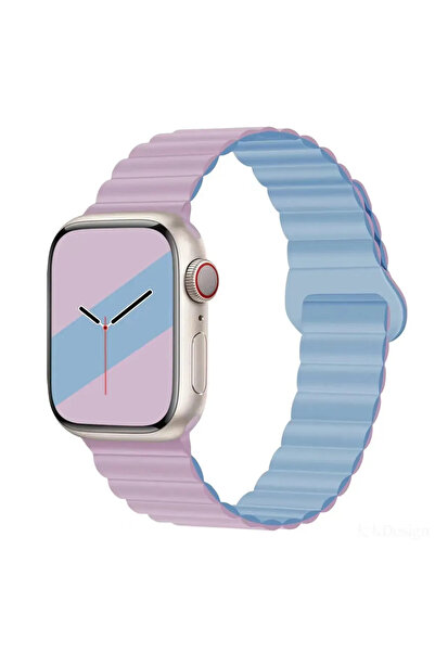 mimtec Apple Watch 4 5 6 7 8 9 10 38 40 41mm Uyumlu Mıknatıslı Shine Silikon Kordon Kayış